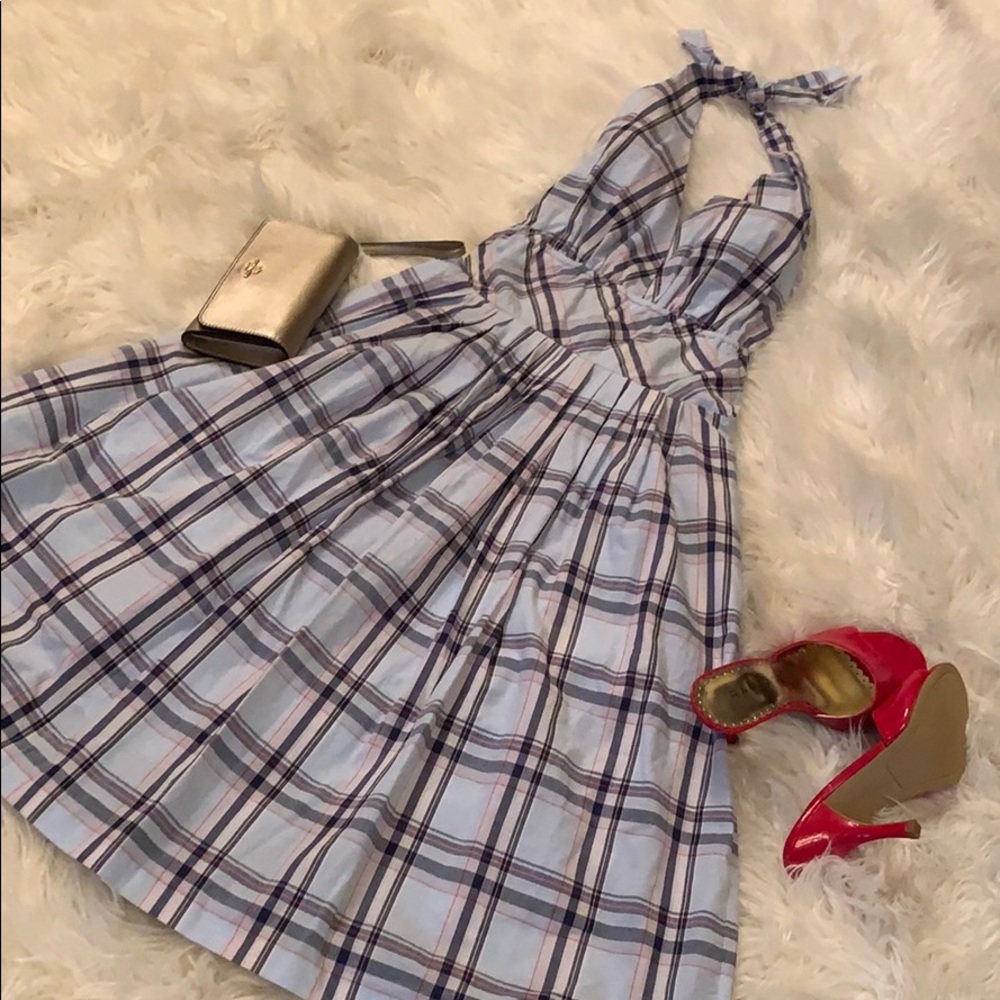 NWOT Plaid Halter Dress